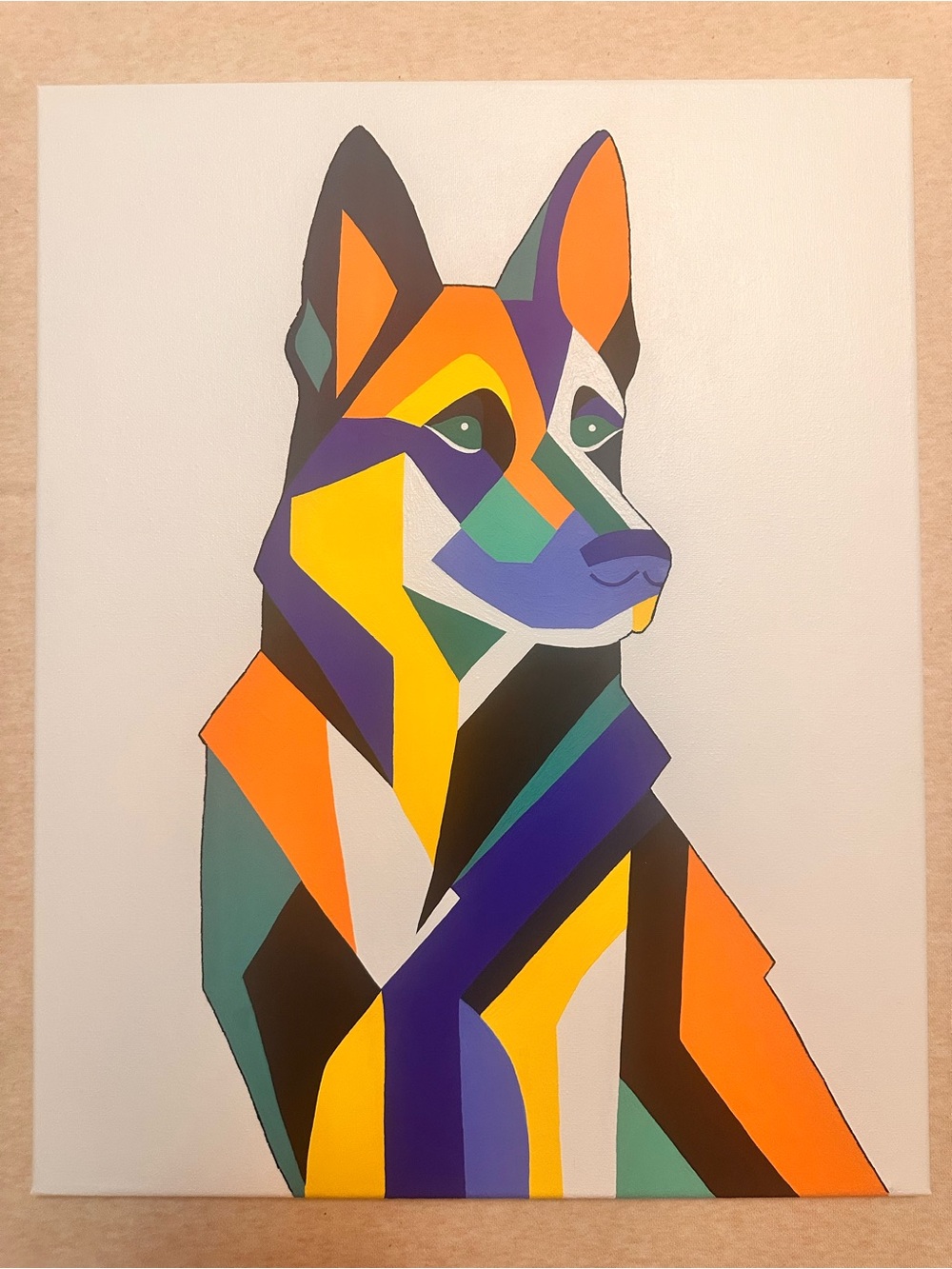 Contemporary Multicolor Fox Canvas Wall Art